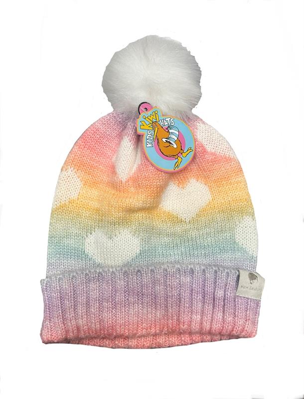 Kids Pompom Beanie - Rainbow