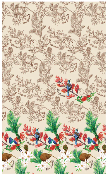 Tea Towel - NZ Birds/ Flowers